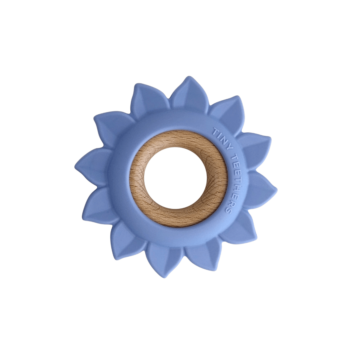 Blue Silicone and Wood Teether