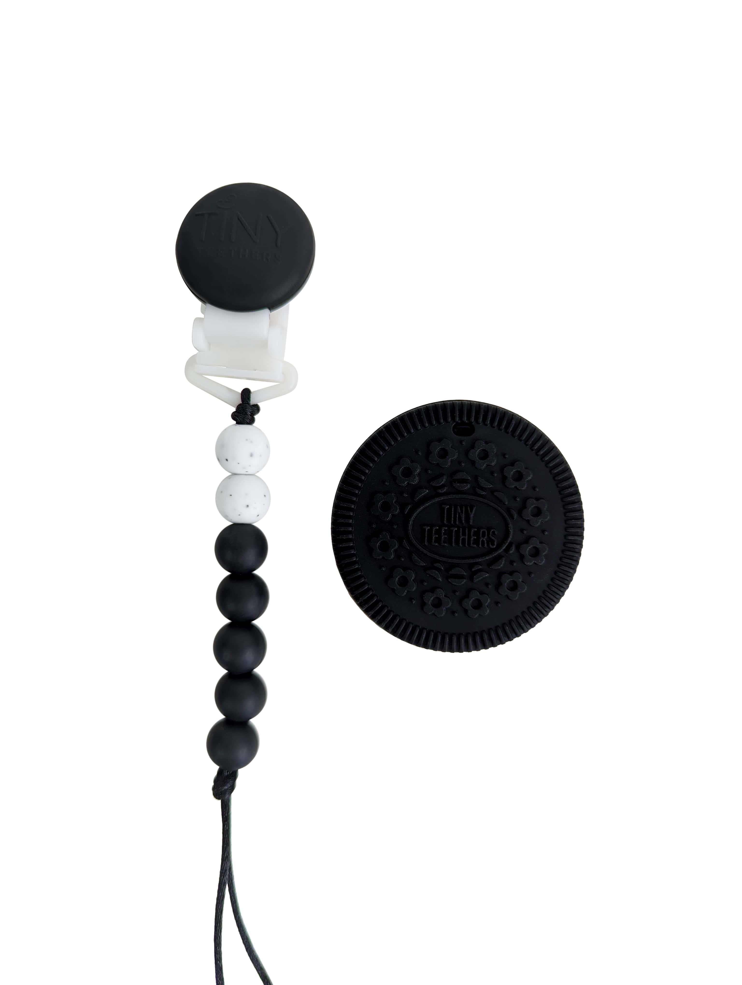 Cookie Teether on a Pacifier Clip