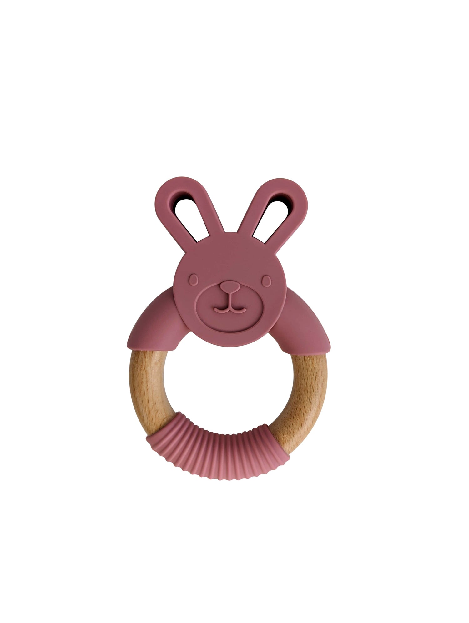 Bunny Rose Bunny Teether: Silicone and Wood Teether