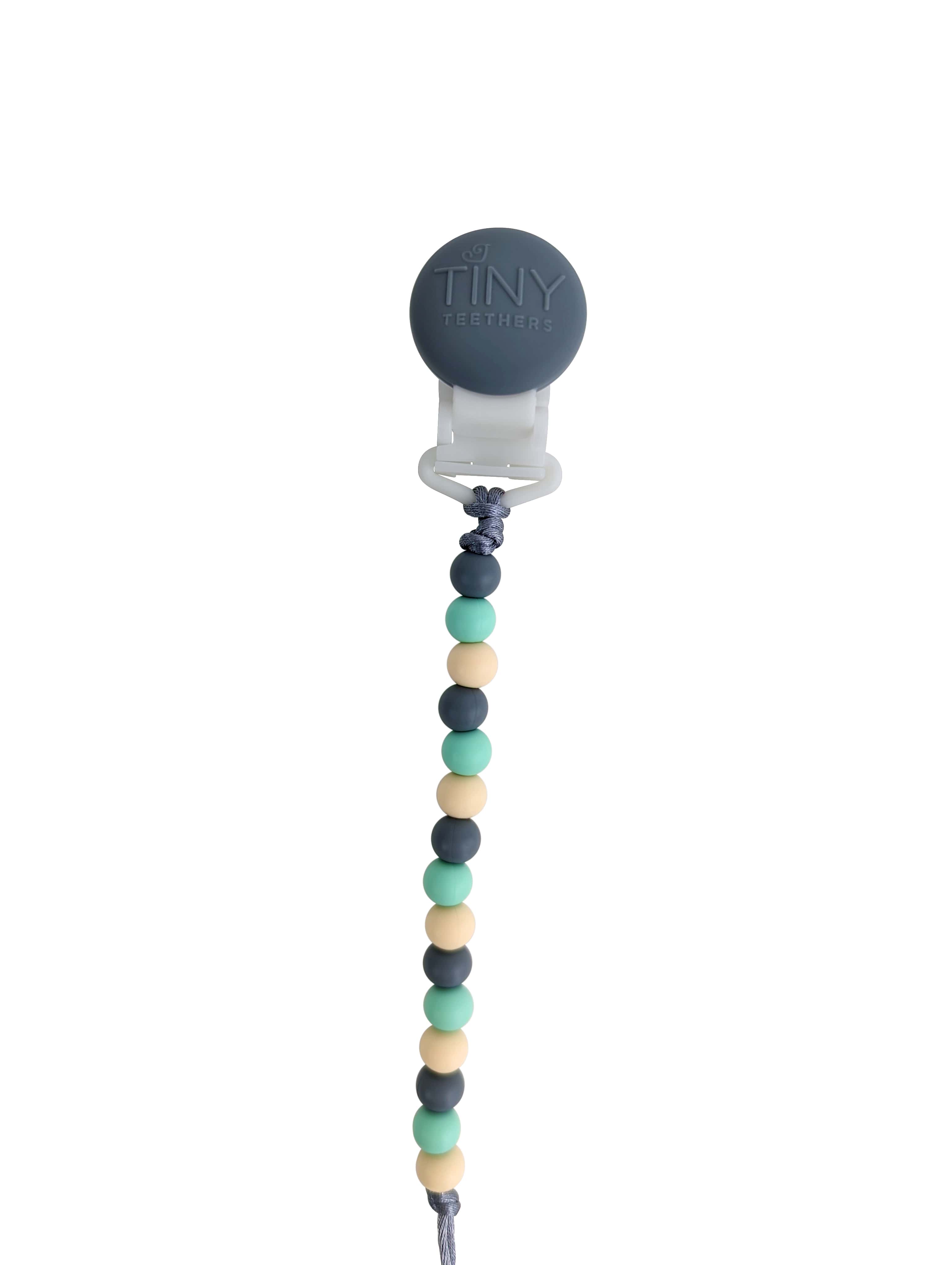 Grey Mint Ivory Signature Pacifier Clip Silicone