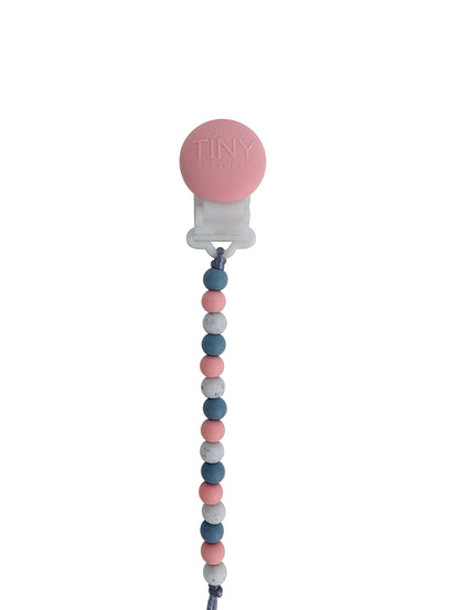 Grey Pink White Signature Pacifier Clip Silicone