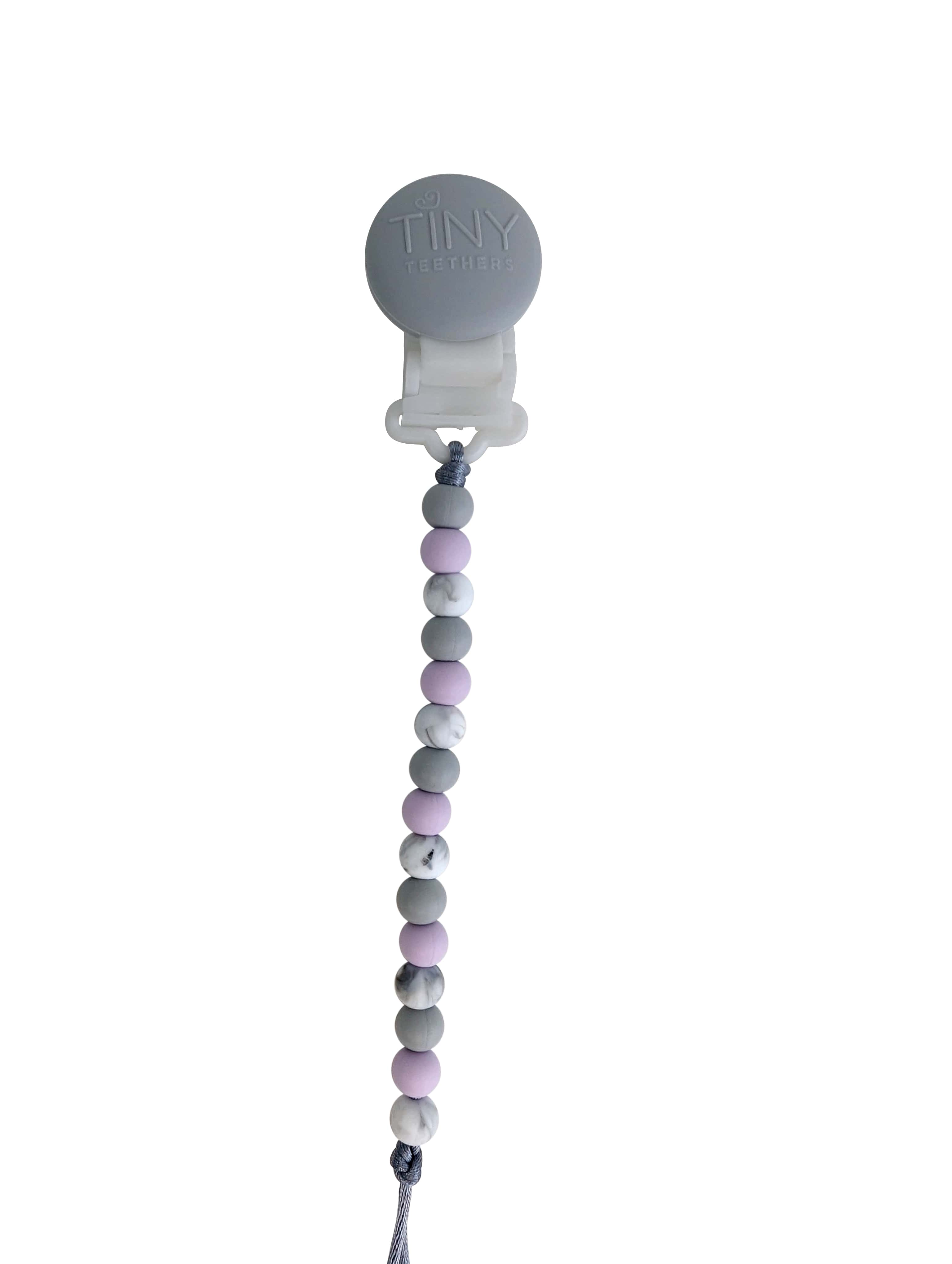 Grey Marble Lavender Signature Pacifier Clip Silicone