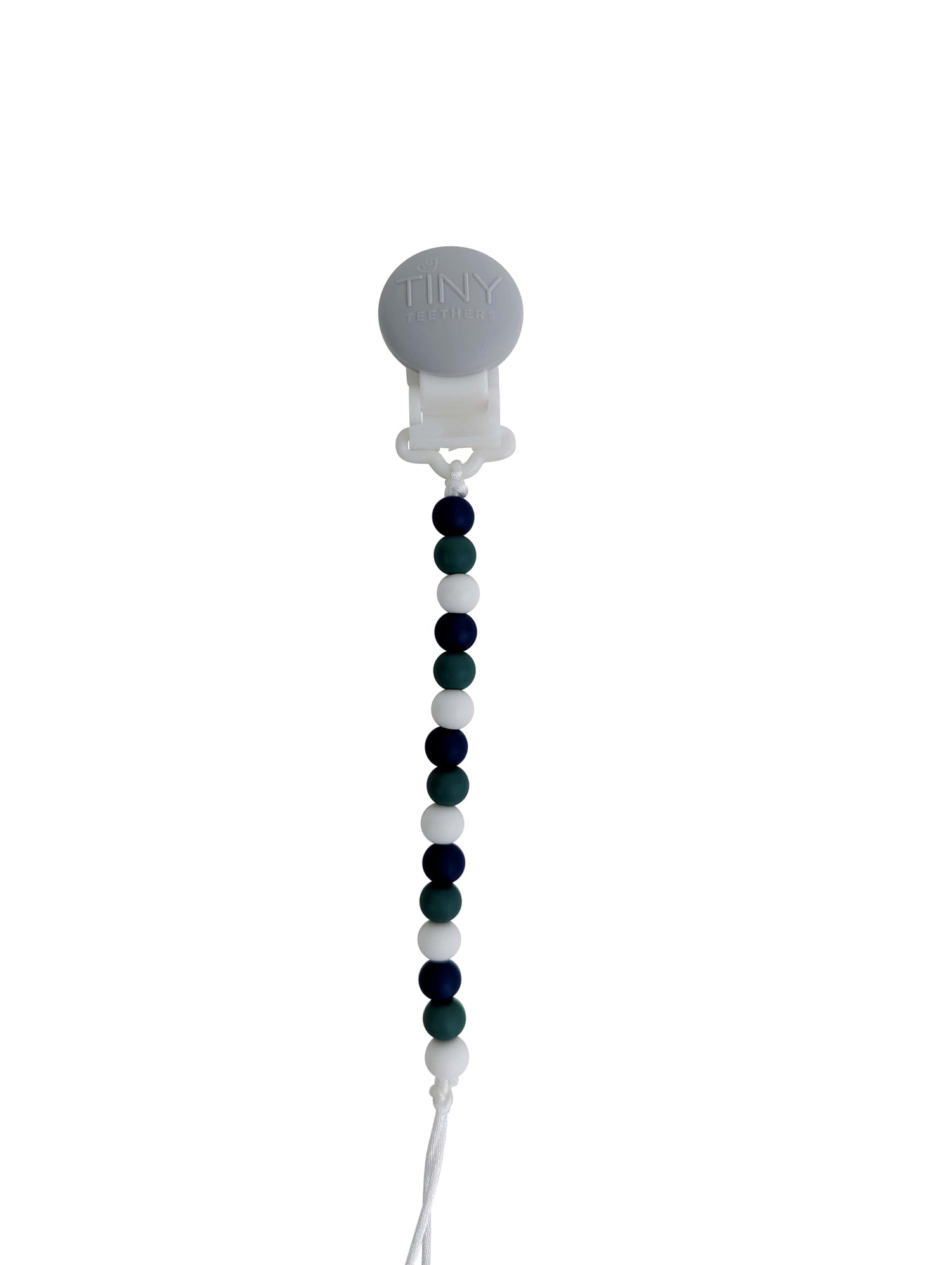 Navy Pine White Signature Pacifier Clip Silicone