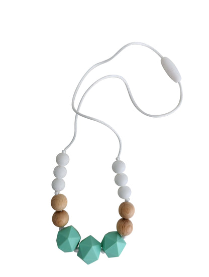 Mint  silicone and wood teething necklace