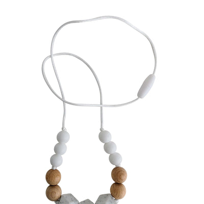 Speckled  silicone and wood teething necklace