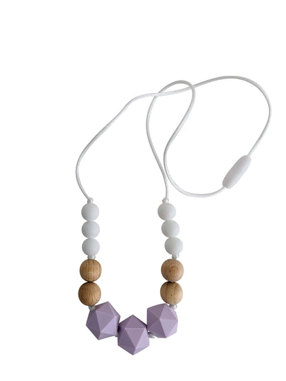 Lavender  silicone and wood teething necklace