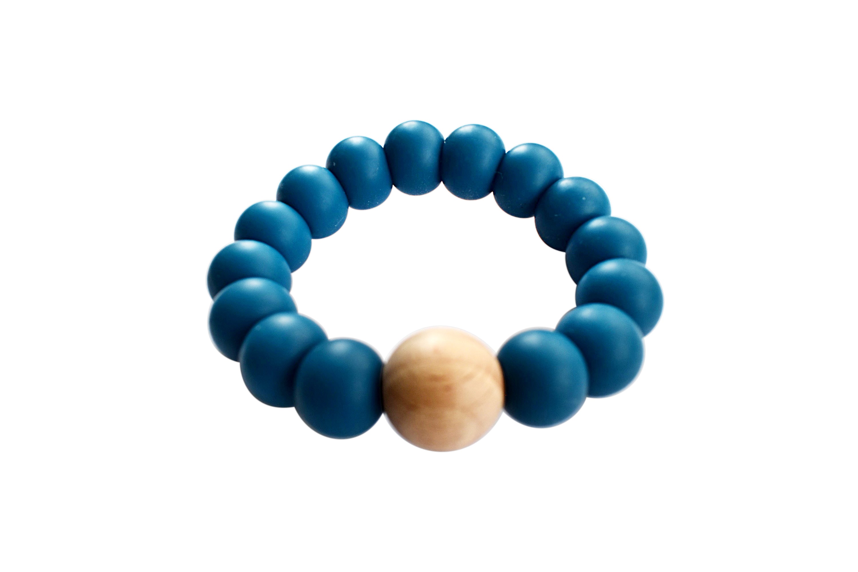 peacock blue mini teething ring