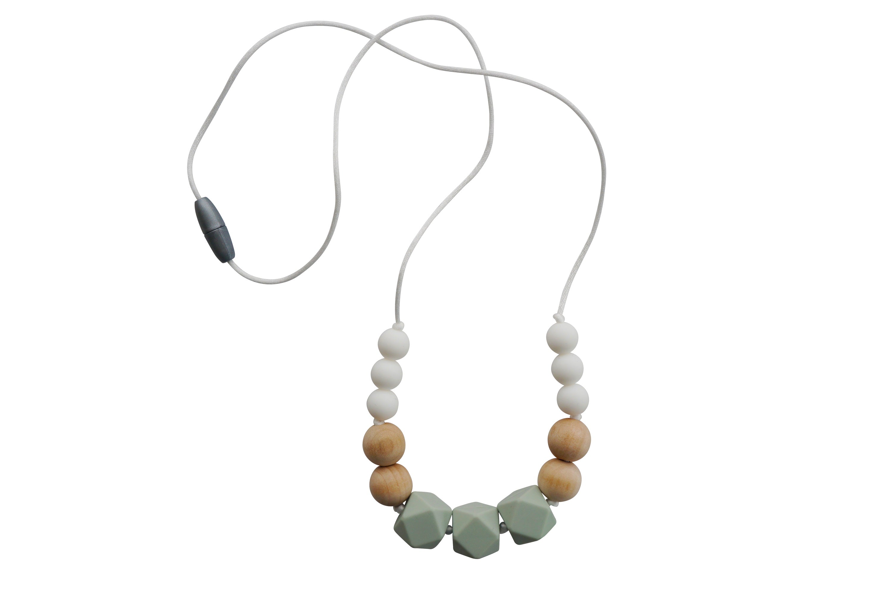 Sage silicone and wood teething necklace