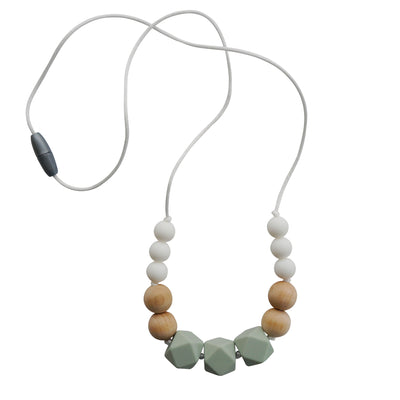 Sage silicone and wood teething necklace