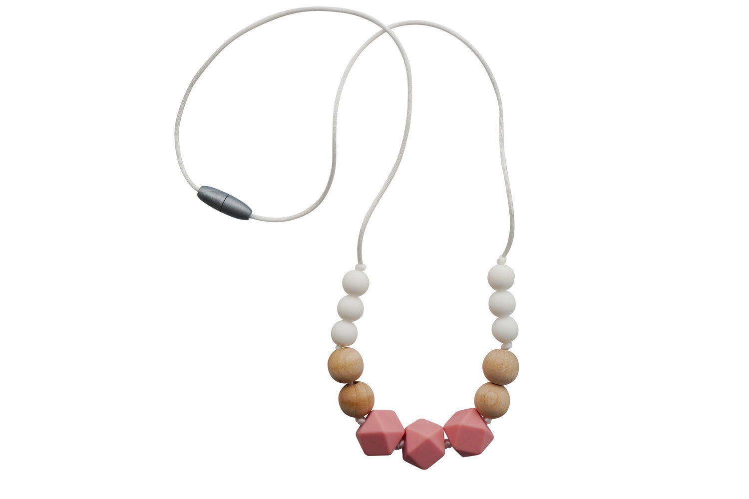 Rose silicone and wood teething necklace