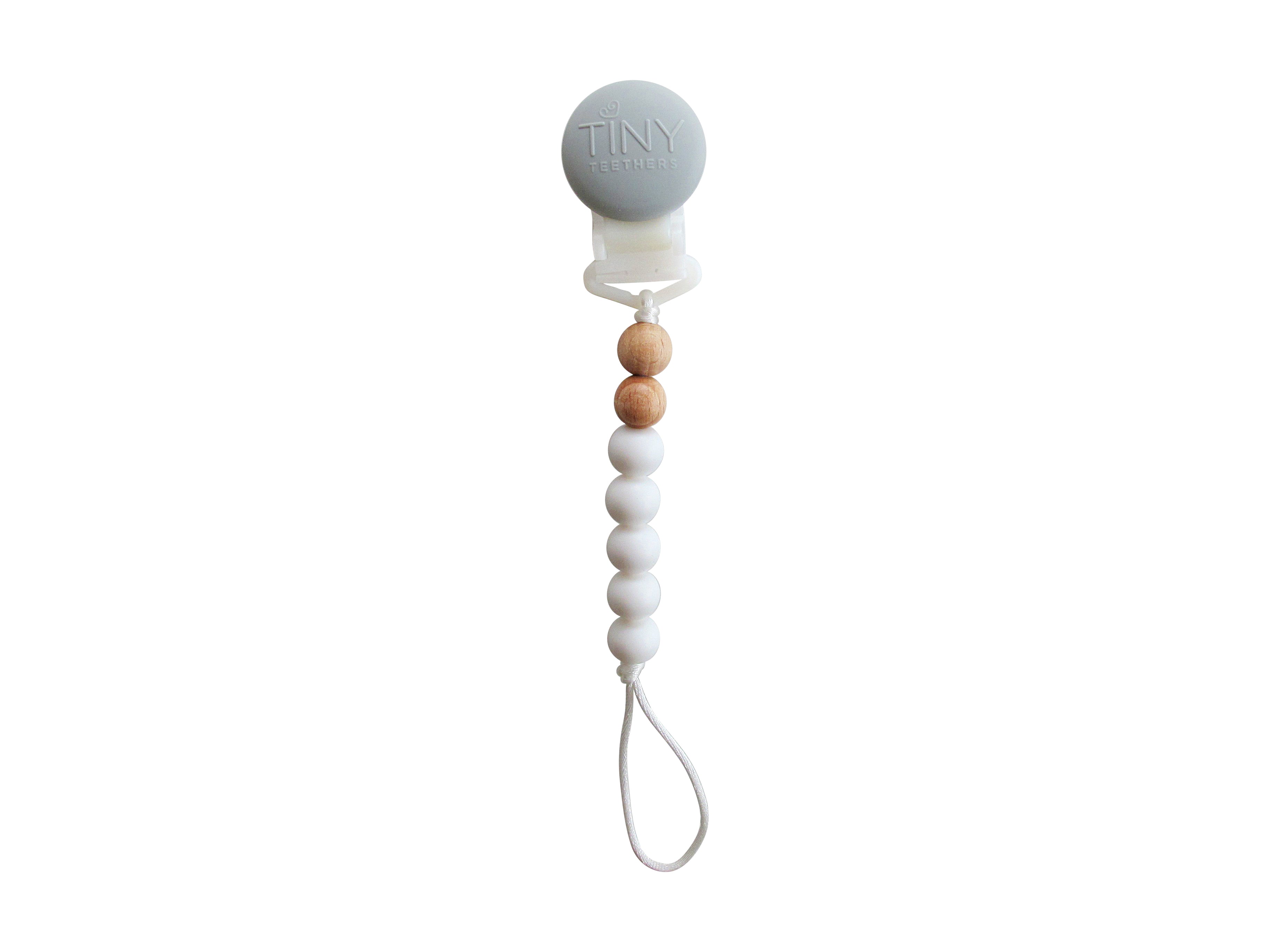 White mini pacifier clip