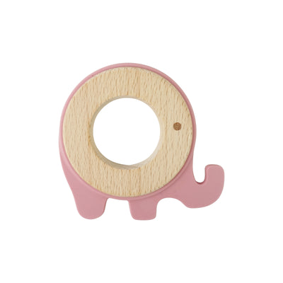 Rose Elephant Teether: Silicone and Wood Teether