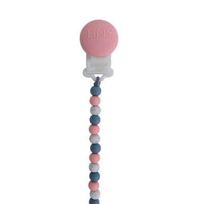 Grey Pink White Signature Pacifier Clip Silicone