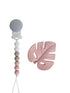 Blush Leaf Teether on a Pacifier Clip