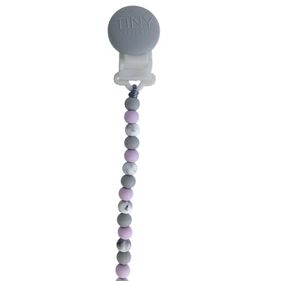 Grey Marble Lavender Signature Pacifier Clip Silicone