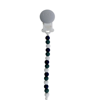 Navy Pine White Signature Pacifier Clip Silicone