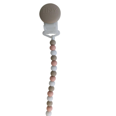 Oat White Pink Signature Pacifier Clip Silicone