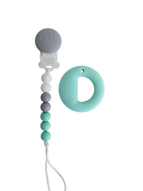Mint silicone pendant on pacifier clip