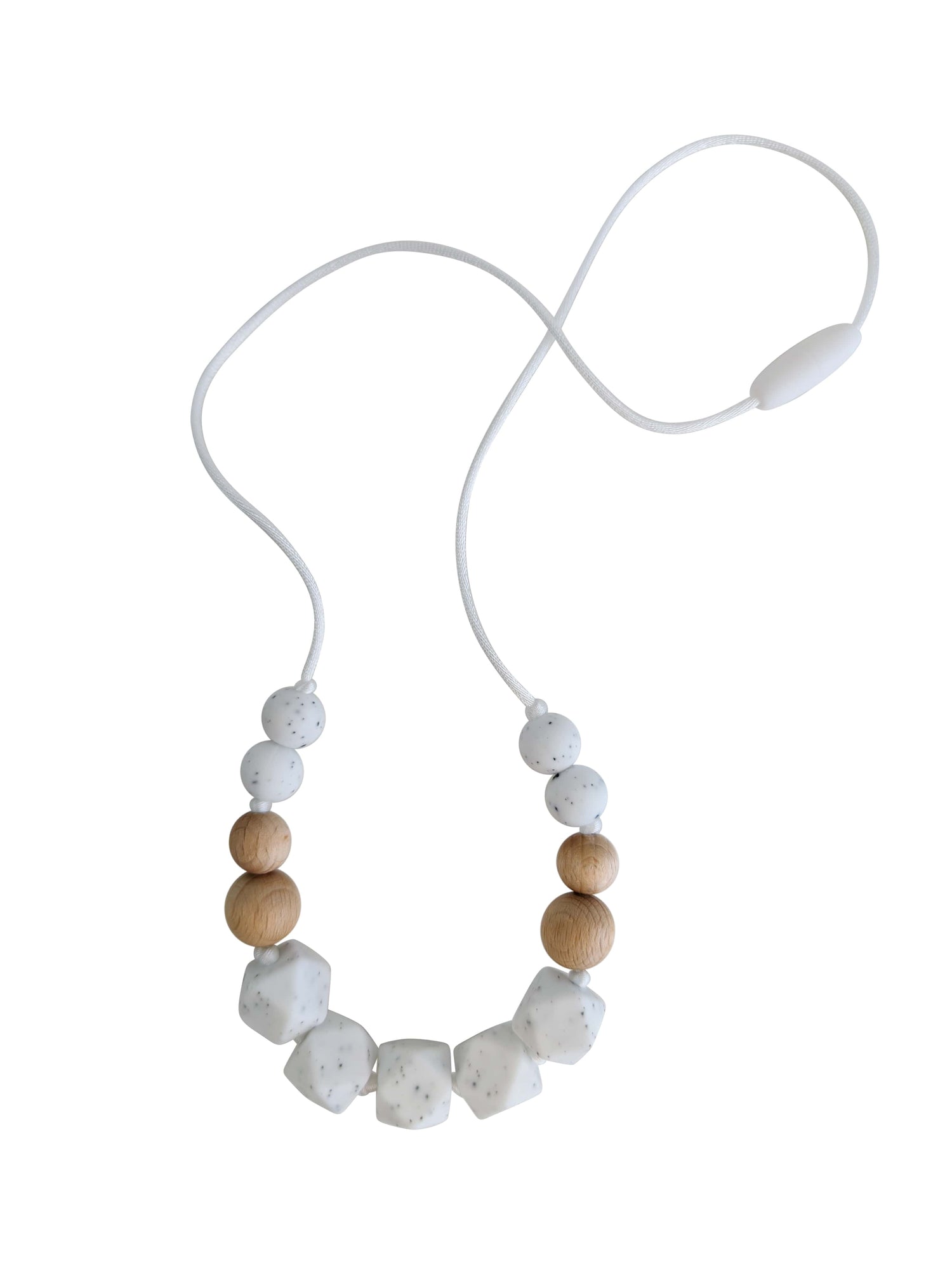 Speckled and wood beads teething necklace