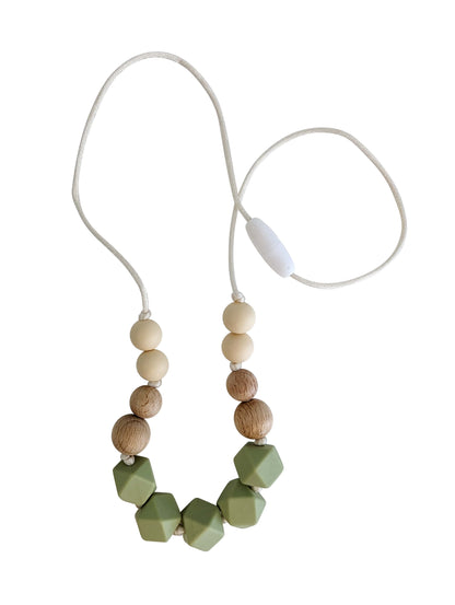 Olive, wood and ivory teething necklace