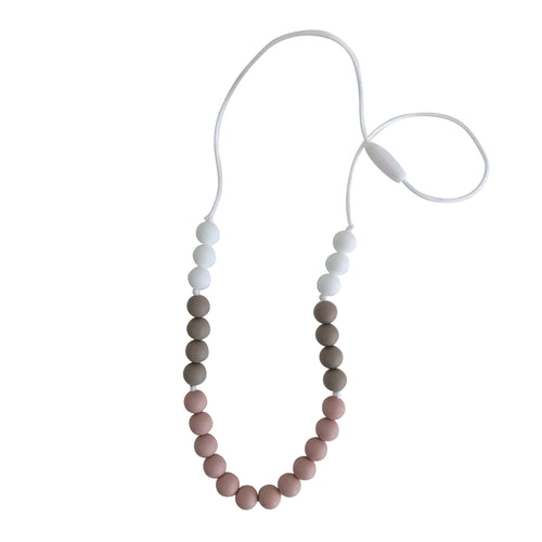 Pink, Oat and White Silicone Teething Necklace