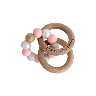 Pink and Pearl Rattle Teething Rings