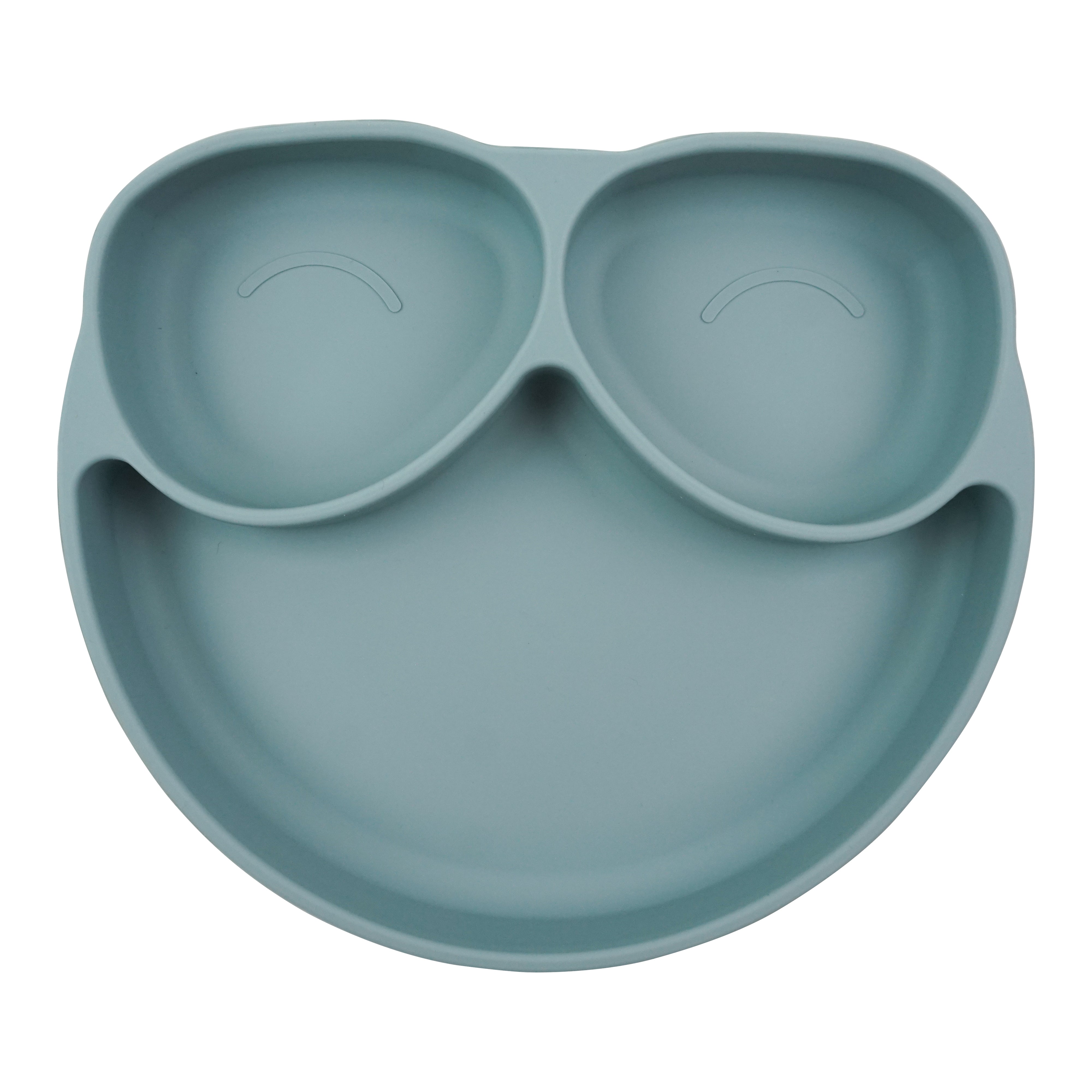blue silicone suction baby plate