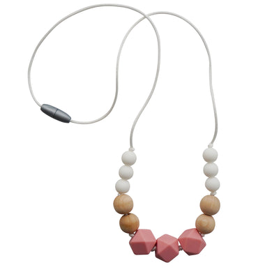 silicone and wood teething necklace for mom to wear