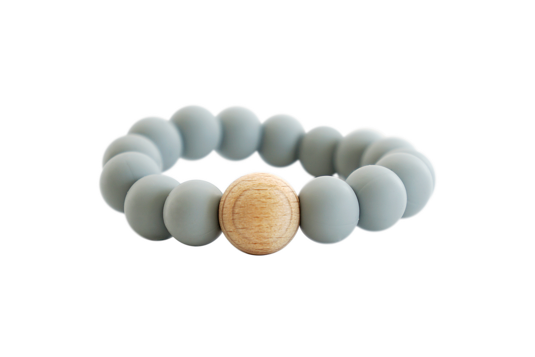 light grey mini teething ring