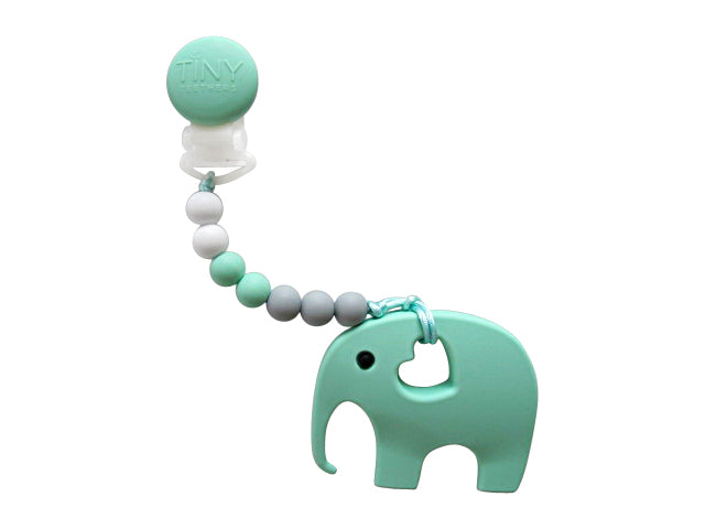 mint elephant on a pacifier clip